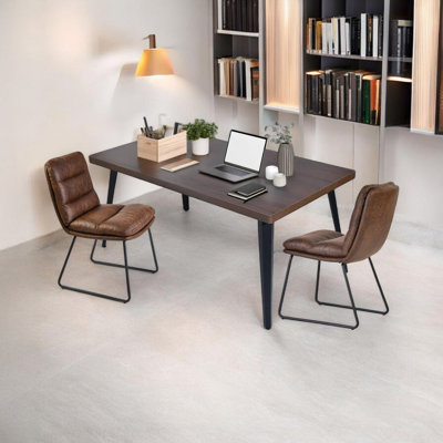 Ensemble de réception Modway Furniture - Table en bois moderne et chaises en cuir avec structure en métal - Design industriel pour espaces de bureau