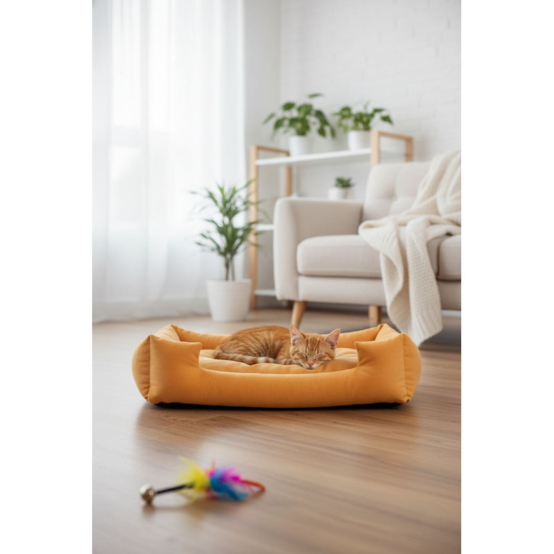 Lit pour animal de compagnie, Taille moyenne: L 23,62 po x l 17,72 po, Jaune