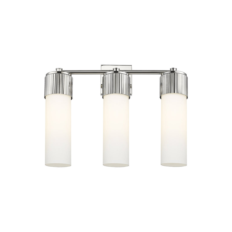 Éclairage pour meuble-lavabo mural 3 lumières 12 "Bolivar, Blanc, Nickel poli