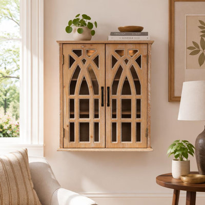 Vintage Wall-Mounted Cabinet with Decorative Cutout Doors