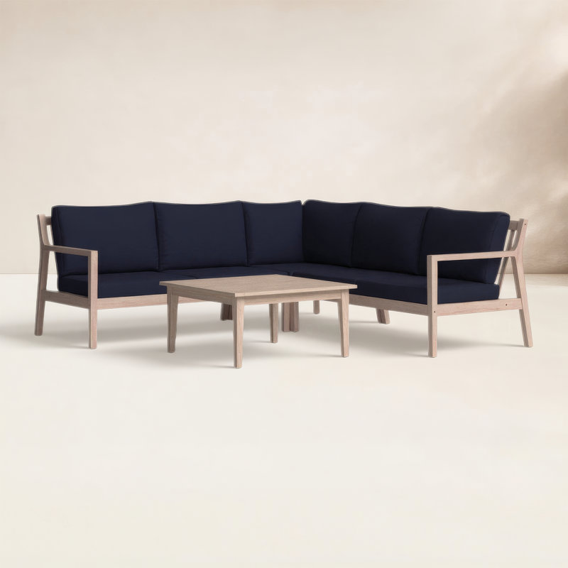 Amina 54" Wide Symmetrical Sectional Seating Group, Navy Performance Olefin