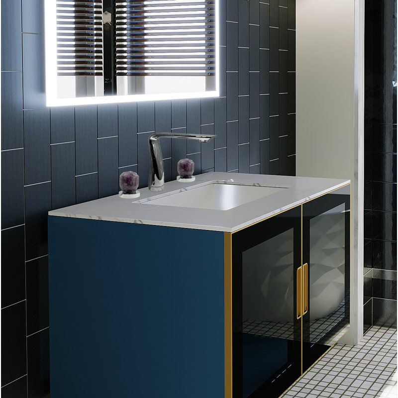 Robinet de salle de bain moderne avec poignées en cristal de roche - Robinet de meuble-lavabo de luxe à 3 trous avec poignées en cristal