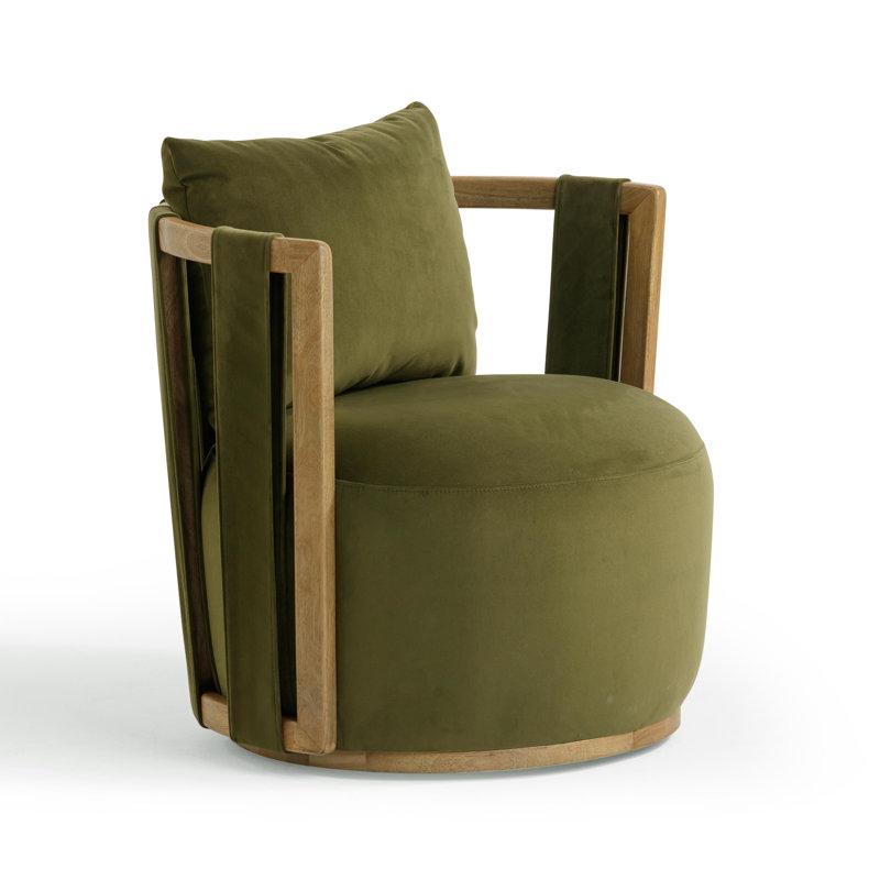 Gosport Upcycled Fabric Swivel Chair, Green Pintu Velvet