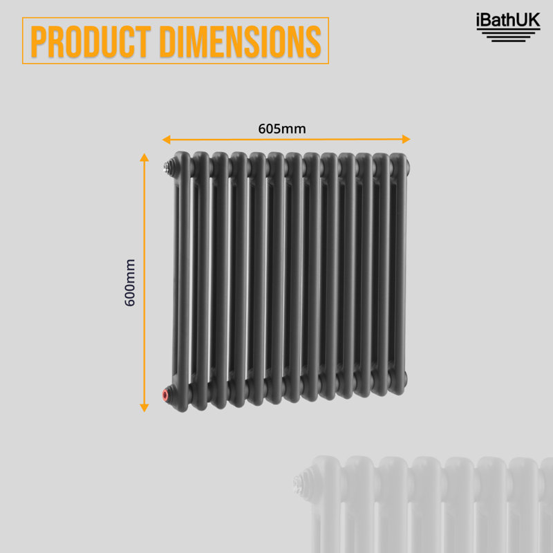 iBathUK Anthracite Radiator-Grey, 600cm H x 605cm W x 70cm D, 2