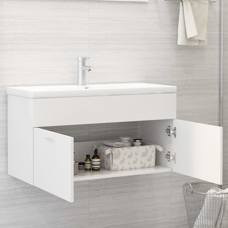 Geilich 900mm Single Bathroom Vanity with Integrated Ceramic Basin, White