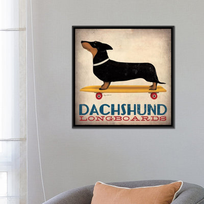 Inconnu, «Dachshund Longboard», impression sur toile tendue
