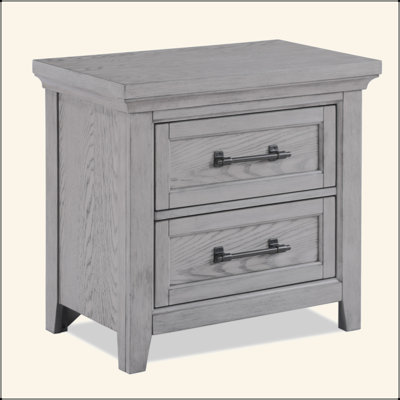Stylish Wooden Nightstand With Two Drawers And Metal Pull, Ideal For Bedroom Decor And Storage.