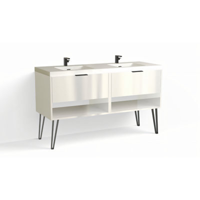 Modo 60" W Freestanding Double Bathroom Vanity with Dawson Leg