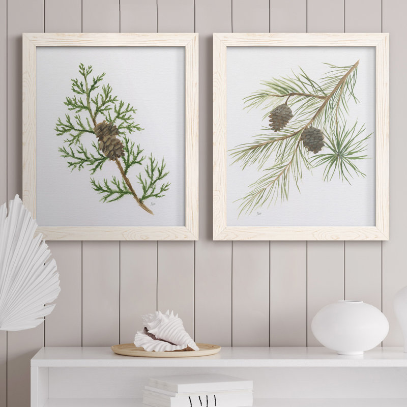 Winter Botanical III - ensemble de 2 reproductions d'art, H 20 po x l 17 po x P 1 po, Toile blanche encadrée, Pas de tapis