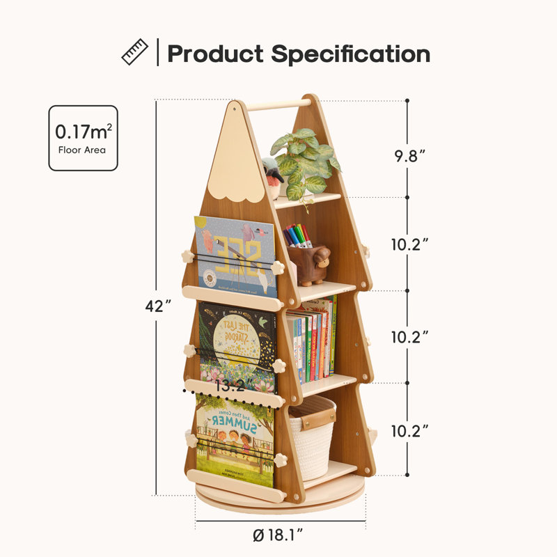 Bibliothèque rotative orientée design avec l 18,1 po x H 42 po
