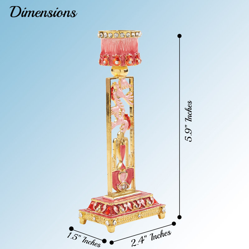 5.9'' H Pewter Tabletop Candlestick, Red
