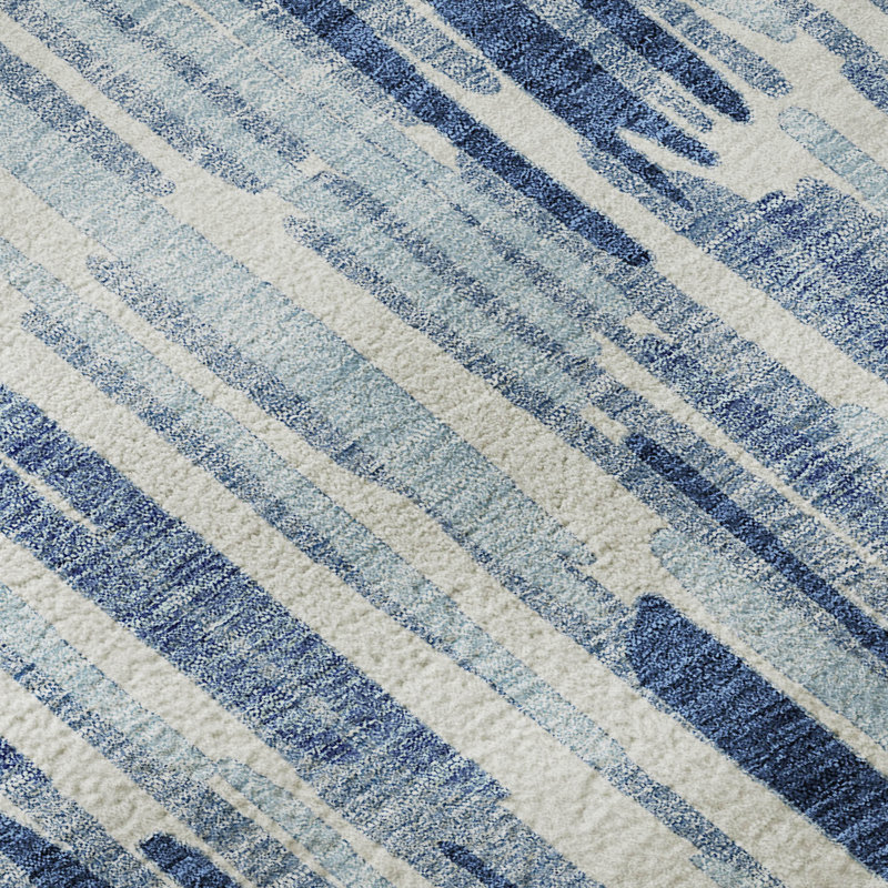 Premium Machine Washable Tweedy Blue Rug, Rectangle 8' x 10'
