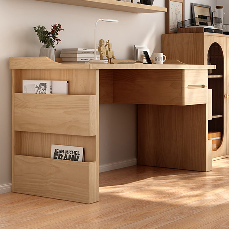 Bureau de direction rectangulaire en bois massif avec 1 tiroir Burlywood, H 29,53 po x l 55,12 po x P 23,62 po