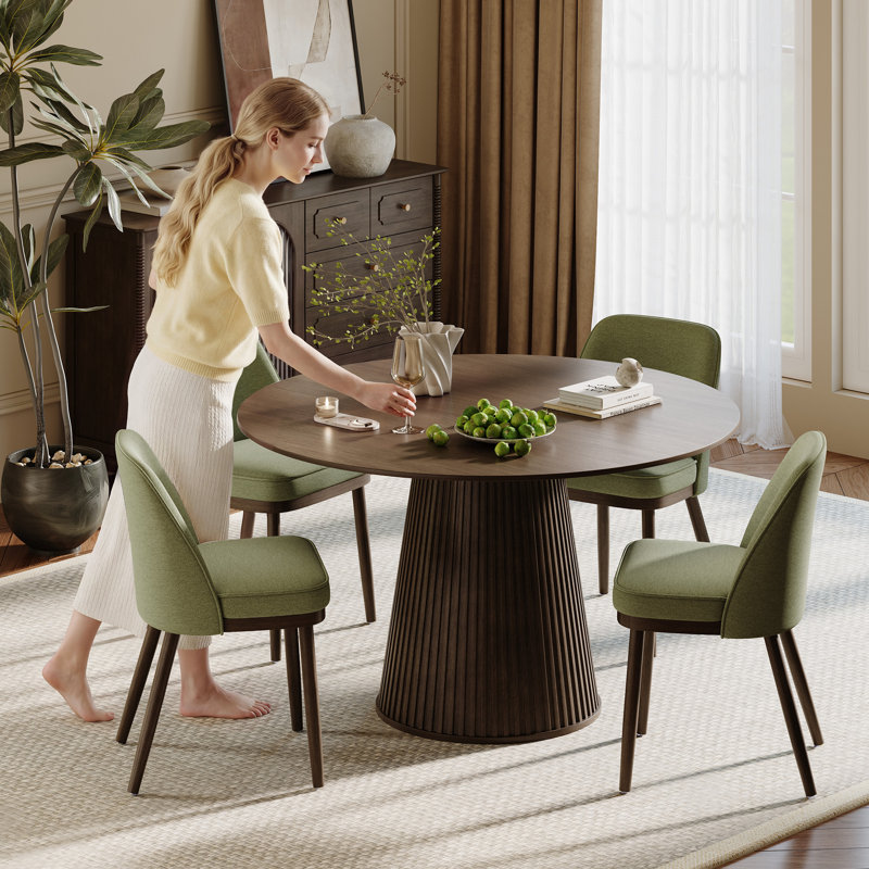 Chaise rembourrée en bois massif, Vert foncé
