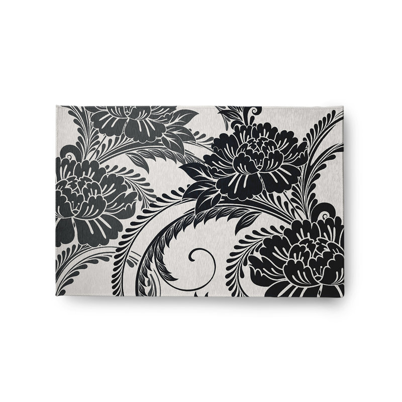 Barakah Chenille Floral Indoor / Outdoor Rug, Rectangle 2' x 3'