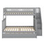 Lit superposé simple au-dessus de double avec gigogne et escalier attaché peu encombrant-705198059