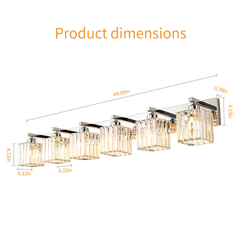 Lanceton Dimmable Vanity Light, Chrome, 6 Lights