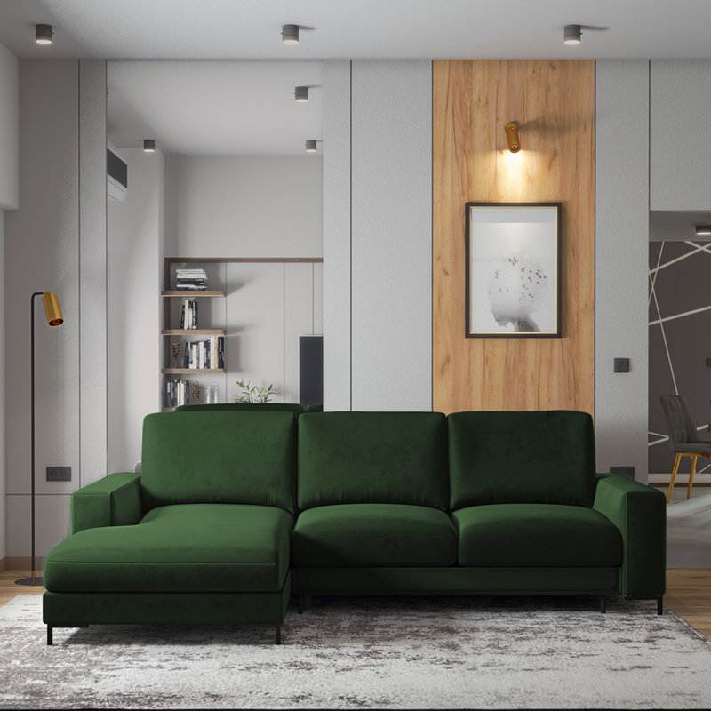 Benites 3 Seater Sofa Bed, Left Hand Facing, Emerald Green