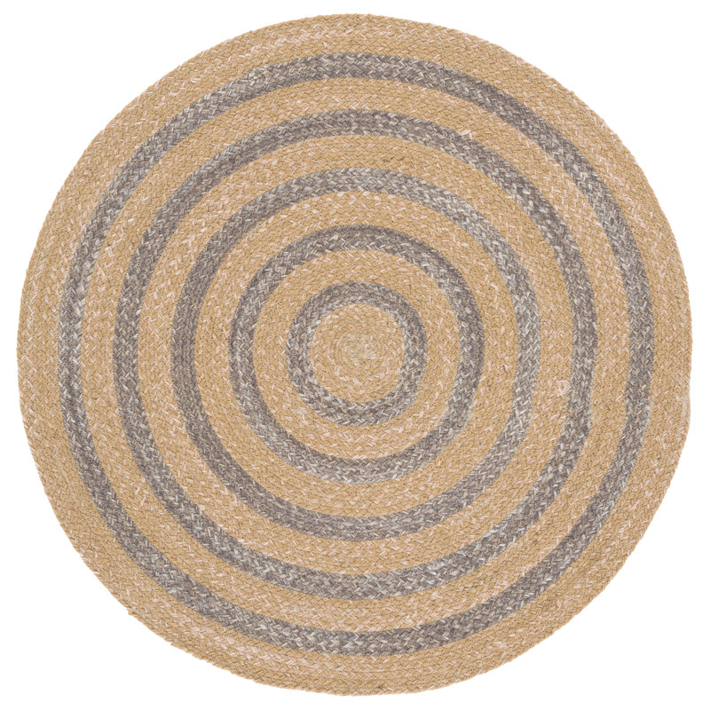 Tapis d'intérieur tressé à la main sans motif, Rond 4 pi 0 po x 4 pi 0 po