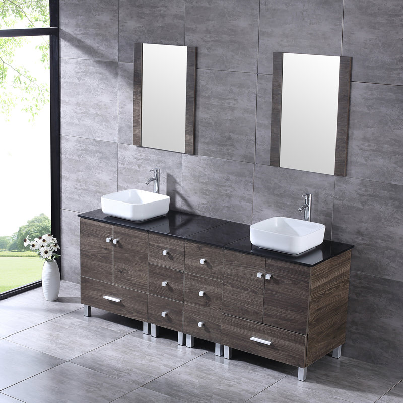 Ensemble de meuble-lavabo double l 62,4 "avec miroir