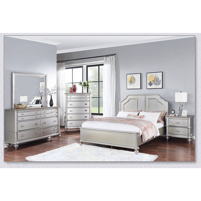 Mobilier de chambre à coucher à lit à panneau double de style traditionnel 1pc
