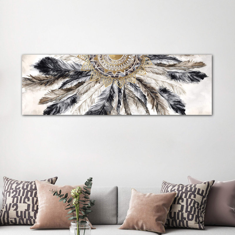 Necklace Of Feathers I by Eva Watts - Wrapped Canvas Panoramic Print, 182.88 cm H x 60.96 cm W