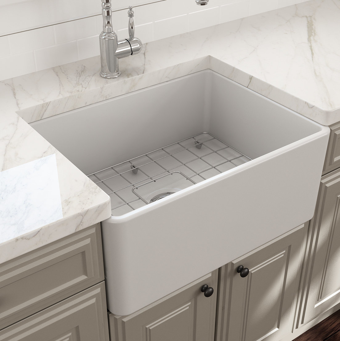 BOCCHI 24'' L Farmhouse / Apron Fireclay Kitchen Sink | Wayfair