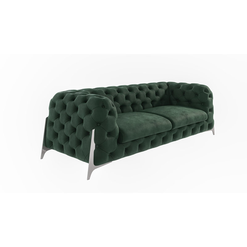 Juneri 3 Seater Velvet Sofa, Bottle Green