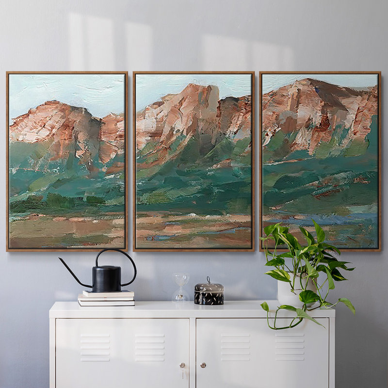 «Heading West I», reproduction sur toile 3 pièces, H 40 po x l 78 po x P 2 po, Noyer
