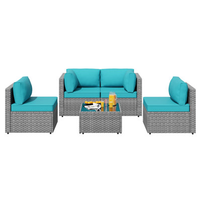 Proa 5-Piece Outdoor Rattan Patio Furniture Set by Ebern Designs