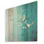 «Turquoise Abstract Leaf Harmony - Leaves Wood», art mural sur bois de pin naturel-1266296192