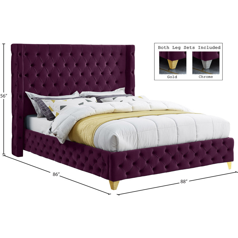 Dymonique Velvet Bed, King, Purple Velvet