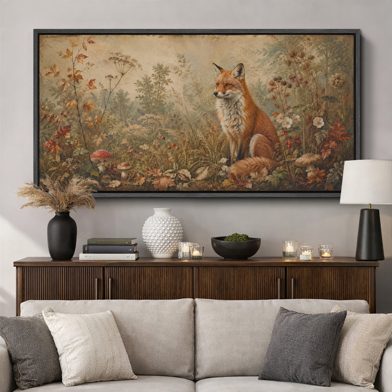 Rustic Fox Forest, H 30 po x l 60 po x P 1,5 po, Noir