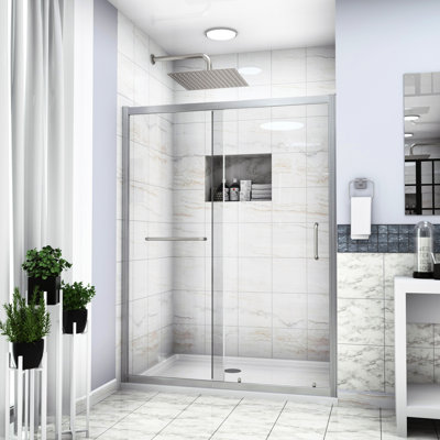 Shower Enclosure 48" W X 72" H, Brushed Nickel - Advanced Tempered Glass Technology Quality Construction, Elegant Finish