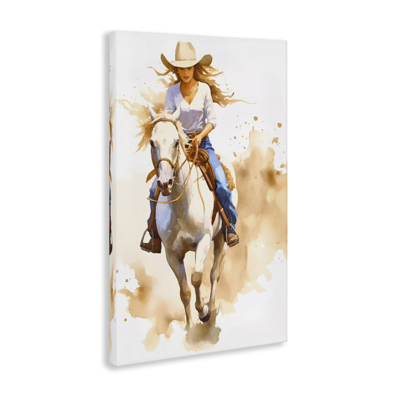«Cowgirl Jockey Charm», art mural sur toile par Andrea Haase, H 30 po x l 20 po