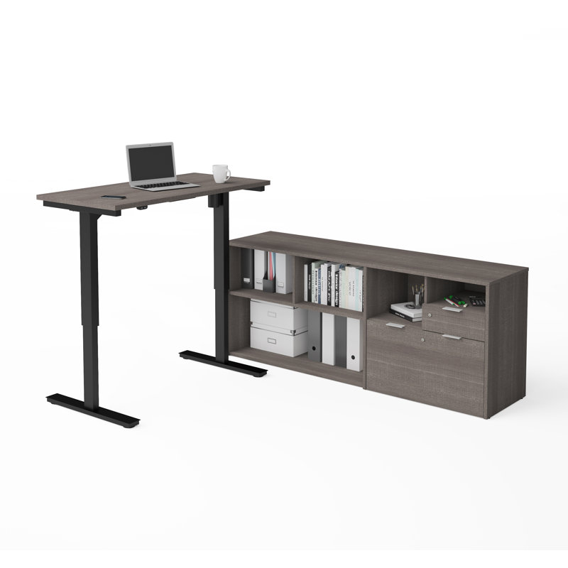 Bureau debout en L Azpurua, Écorce gris