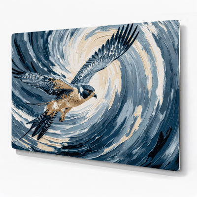 Birds Peregrine Falcon Blue Metal Wall Art