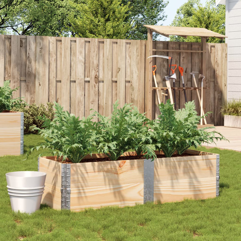 Corliss Wood Planter Box, Natural, 16.14" H x 59.06" W x 19.69" D