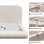 Base de lit tapissier grand lit avec tête de lit courbée en chenille, panneaux arqués en mousse entièrement rembourrés, support en métal robuste, aucun sommier tapissier requis, beige-130782833-130812879