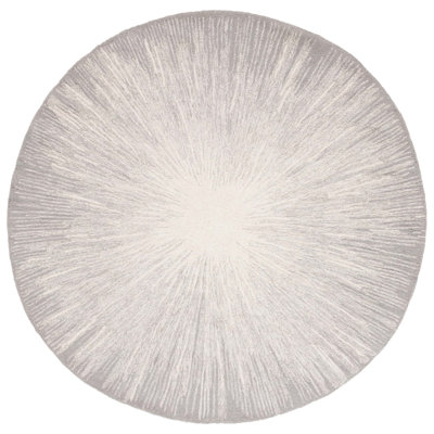 Hanayo Hand Tufted Wool/Cotton Rug in Silver/Ivory