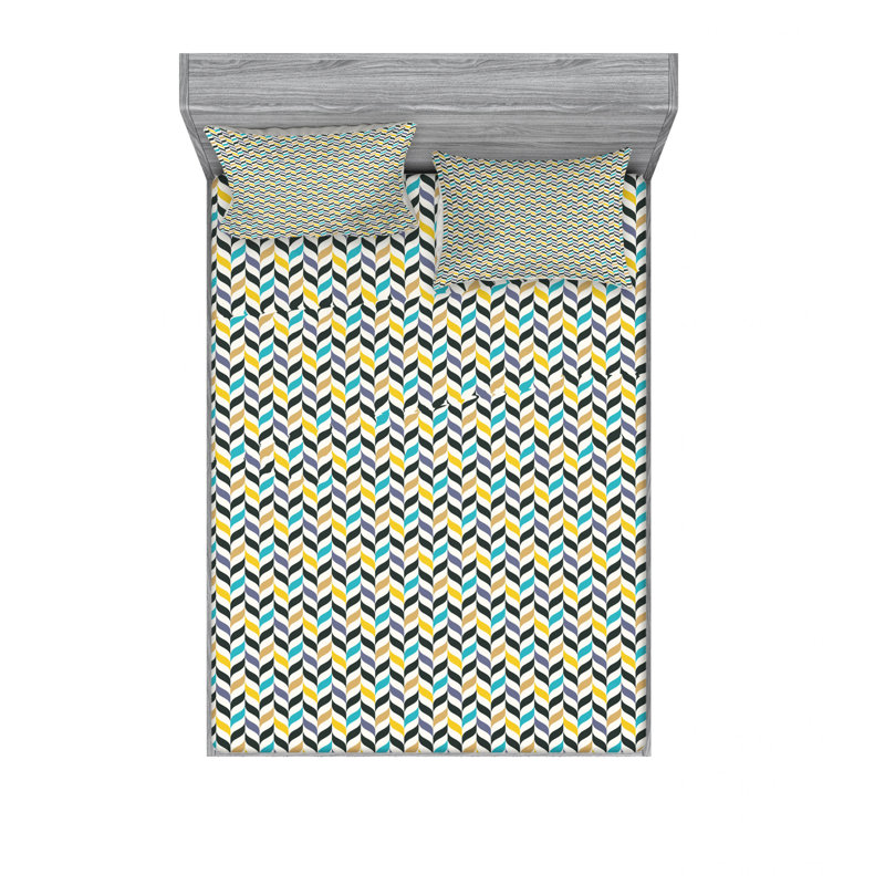 Ensemble de draps Curvy Lines, Ensemble de draps pour lit double avec un drap-hou