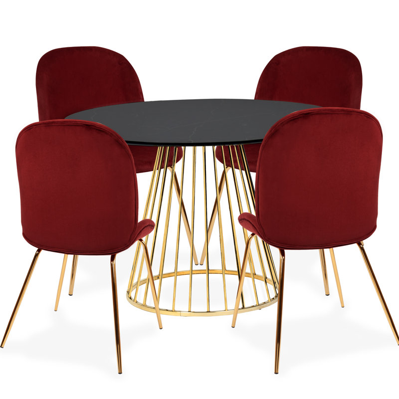 Centers 4 - Person Dining Set, Black, Red