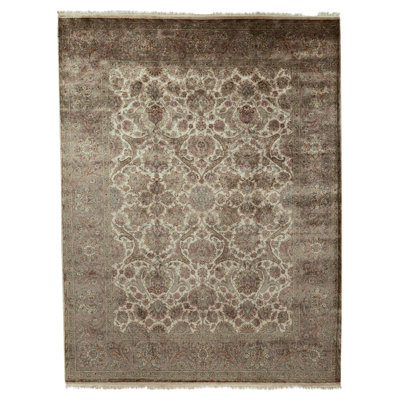 Hand Knotted Wool Oriental Area Rug in Cream And Camel