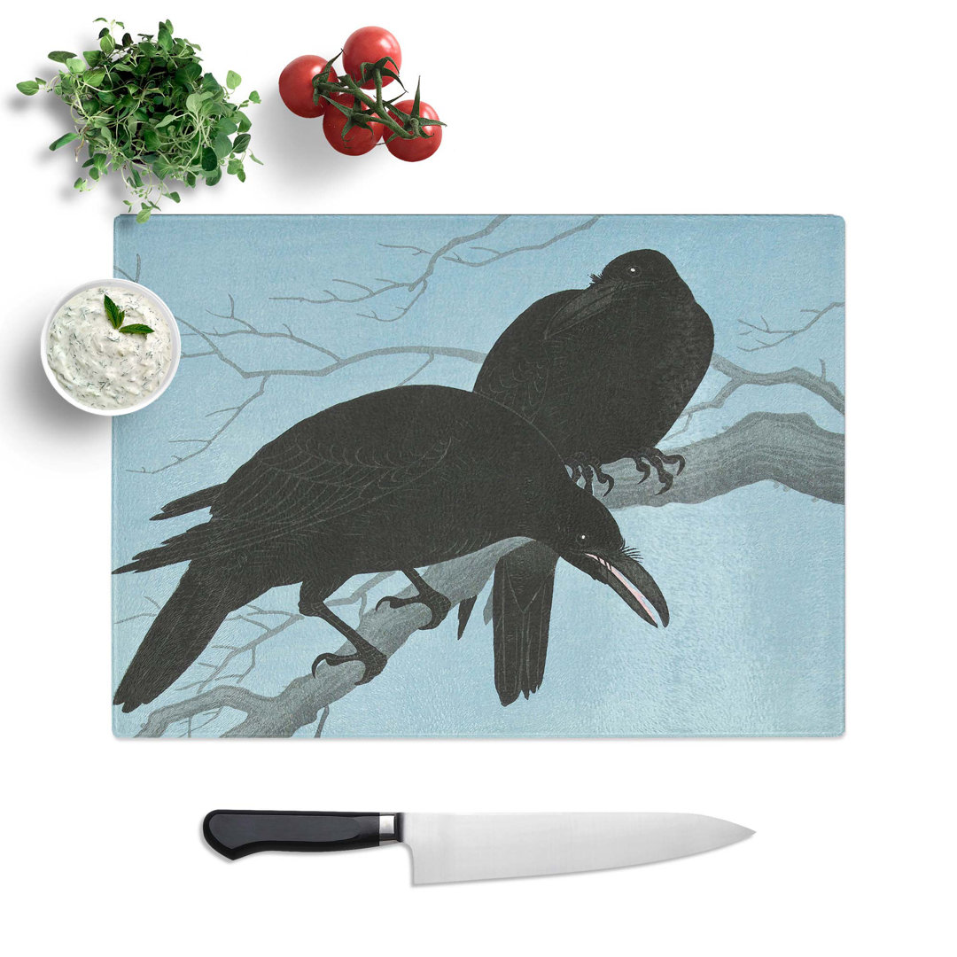 Tempered Glass Two Crows by Ohara Koson Chopping Board