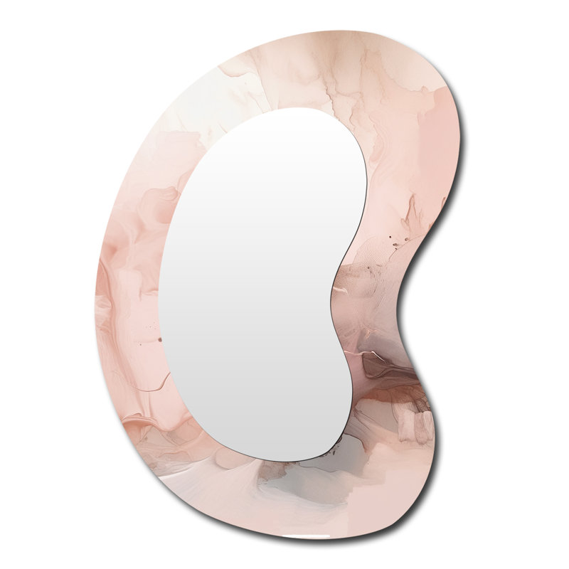 Marbre délicat rose I - formes asymétriques de marbre abstrait - grand miroir mural moderne, 39 po x 28 po