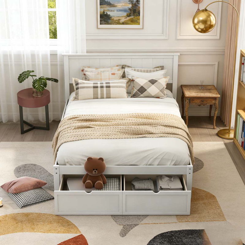 Full Size Platform Bed with Under-bed Drawers