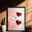 Art mural encadré noir sur fond rose, impressions sur le thème de la Saint-Valentin-418447570