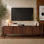 Meuble télé moderne texturé de 70,8 pouces (180 cm) pour téléviseurs jusqu'à 80 pouces (203 cm) pour salon, fini noyer