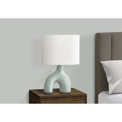 Lighting, h 25 po, lampe de table, céramique, abat-jour ivoire / crème, contemporain, moderne