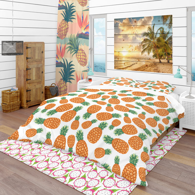 Ensemble de housse de couette tropical, Housse simple + 1 taie décorative